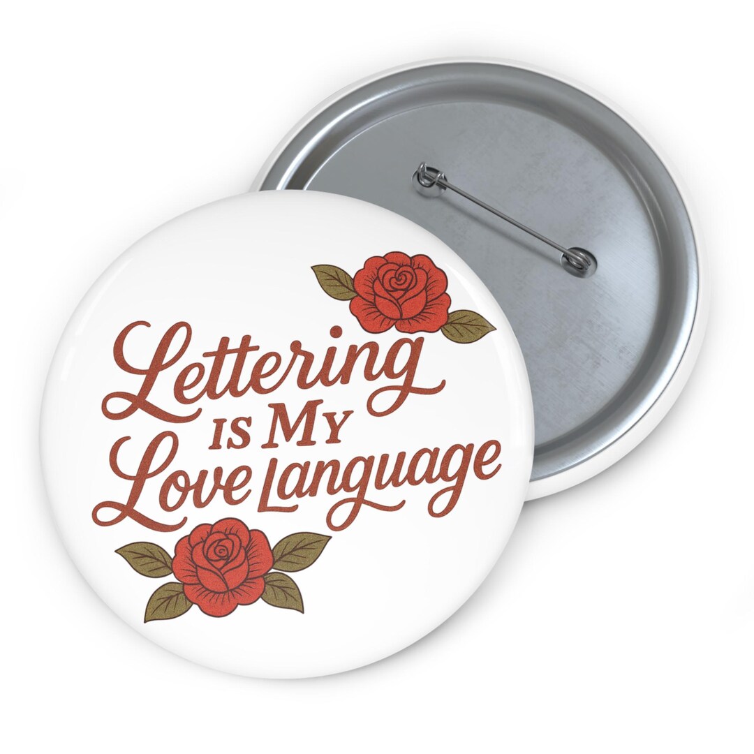 Language Pin Lettering is My Love Language Pin | Calligraphy Artist Badge - Etsy