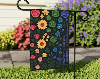 Floral Progressive Pride Garden Flag: LGBTQ+ Home Decor