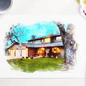 Custom Watercolor House Portrait - Personalized Home Art - Hand-Painted House Illustration - Unique Housewarming Gift - Real Estate Closing