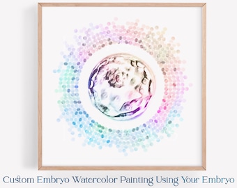 Watercolor Circle Starburst IVF Embryo Art Print - Hand Painted Embryo - Pregnancy Announcement - Memorial Gift - Embaby - Fertility Gift