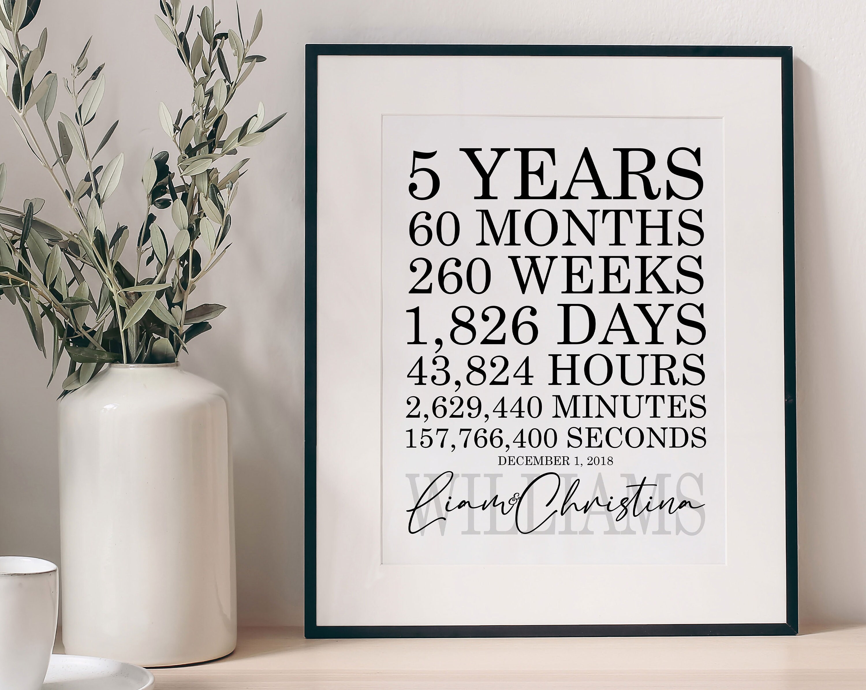 Years in Time Custom Anniversary Year - Months - Weeks - Days - Hours ...