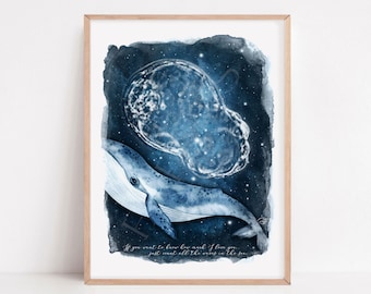 Deep Ocean Whale IVF Embryo Art Print - Hand Painted Embryo - Pregnancy Announcement - Memorial Gift - Embaby - Fertility Gift