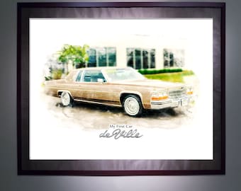 Custom Watercolor Car / Truck Art Print - As Seen on TV - Digital File Included - New Car Gift - Car Lover - Anniversary Birthday Gift