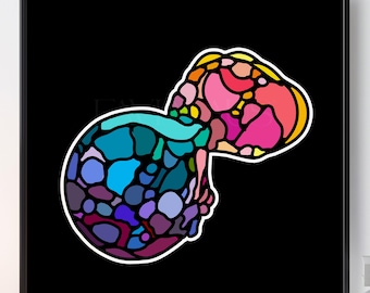 Rainbow Stained Glass Style Embryo IVF Painting - Hand Drawn and Painted Embryo - Transferversary - Memorial - Embaby - Fertility Gift