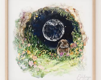 Bunny Den Watercolor IVF Embryo Art Print - Hand Painted Embryo - Pregnancy Announcement - Memorial Gift - Embaby - Fertility Gift