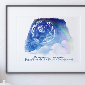Watercolor Moon Rainbow Moonbow IVF Embryo Art Print - New Dad Gift - New Mom Gift - Pregnancy Announcement - Fertility Gift - Embaby Gift