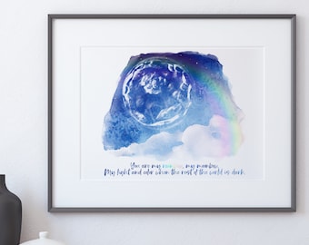 Watercolor Moon Rainbow Moonbow IVF Embryo Art Print - New Dad Gift - New Mom Gift - Pregnancy Announcement - Fertility Gift - Embaby Gift