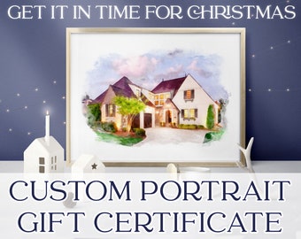 Custom Watercolor Portrait - GIFT CERTIFICATE - Christmas Gift - New Parent Gift - Grandparent Gift - Sister Gift - Brother Gift