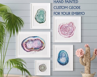 Geode Watercolor IVF Embryo Art Print - Hand Painted Embryo - Pregnancy Announcement - Memorial Gift - Embaby - Fertility Gift