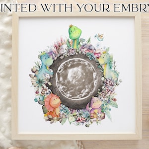 Watercolor Dinosaur IVF Embryo Art Print - Hand Painted Embryo - Pregnancy Announcement - Memorial Gift - Embaby - Ultrasound