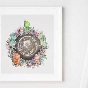 Watercolor Dinosaur IVF Embryo Art Print Hand Painted Embryo Pregnancy Announcement Memorial Gift Embaby Ultrasound image 4