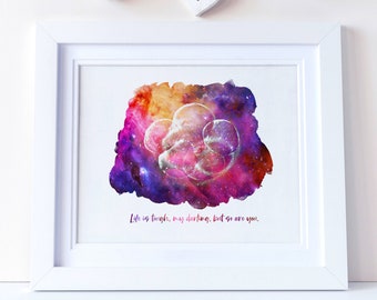 Galaxy Rainbow Watercolor IVF Embryo Art Print - Digital File Incl - New Dad Gift - New Mom Gift - Pregnancy Announcement - Fertility Gift