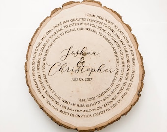 Custom Wood Wedding Song Slice - 5th Anniversary Gift - Personalized Keepsake Wedding - Groom Gift - Bride Gift - Valentines Day Gift
