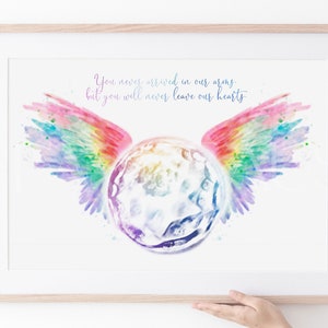 Watercolor Rainbow Wings IVF Embryo Art Print - Hand Painted Embryo - Pregnancy Announcement - Memorial Gift - Embaby - Fertility Gift