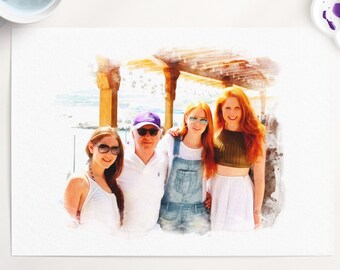 Custom Watercolor Family Art Print - Digital File Included - Gift for Parents - Gift for Father - Gift for Mother - Grandparent Gift