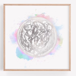 Watercolor Moon IVF Embryo Art Print - Hand Painted Embryo - Pregnancy Announcement - Memorial Gift - Embaby - Fertility Gift