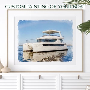 Custom Watercolor Boat Art Print - Digital File Incl - Boat Warming Gift - Boat Lover - New Boat Gift