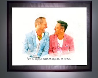 Custom Watercolor Couple Art Print - Digital or Physical Print - Anniversary Gift - Wedding Gift - LGBTQ Gift Christmas