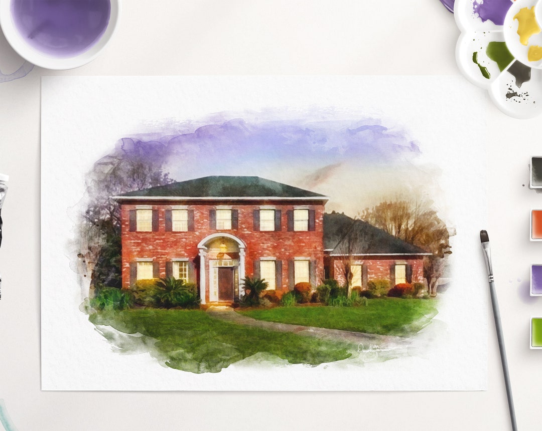 Custom Watercolor House Portrait - Personalized Home Art - Hand-painted ...
