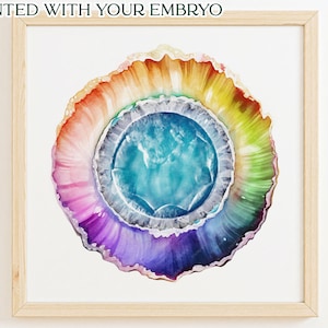 Rainbow Embryo IVF Geode Watercolor - Custom Hand Painted Embryo - Pregnancy Announcement - Memorial Gift - Embaby - Fertility Gift