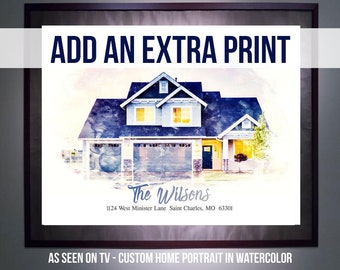 Extra Custom Watercolor House / Home Art Print - You MUST still purchase the main listing, this is only for an additional print.