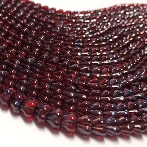 30 - Czech Pressed Glass 4x6mm Baby Bell Flower Beads - Bohemian Spacer Beads / Accent Beads / Boho Floral Beads - Siam Ruby Vega