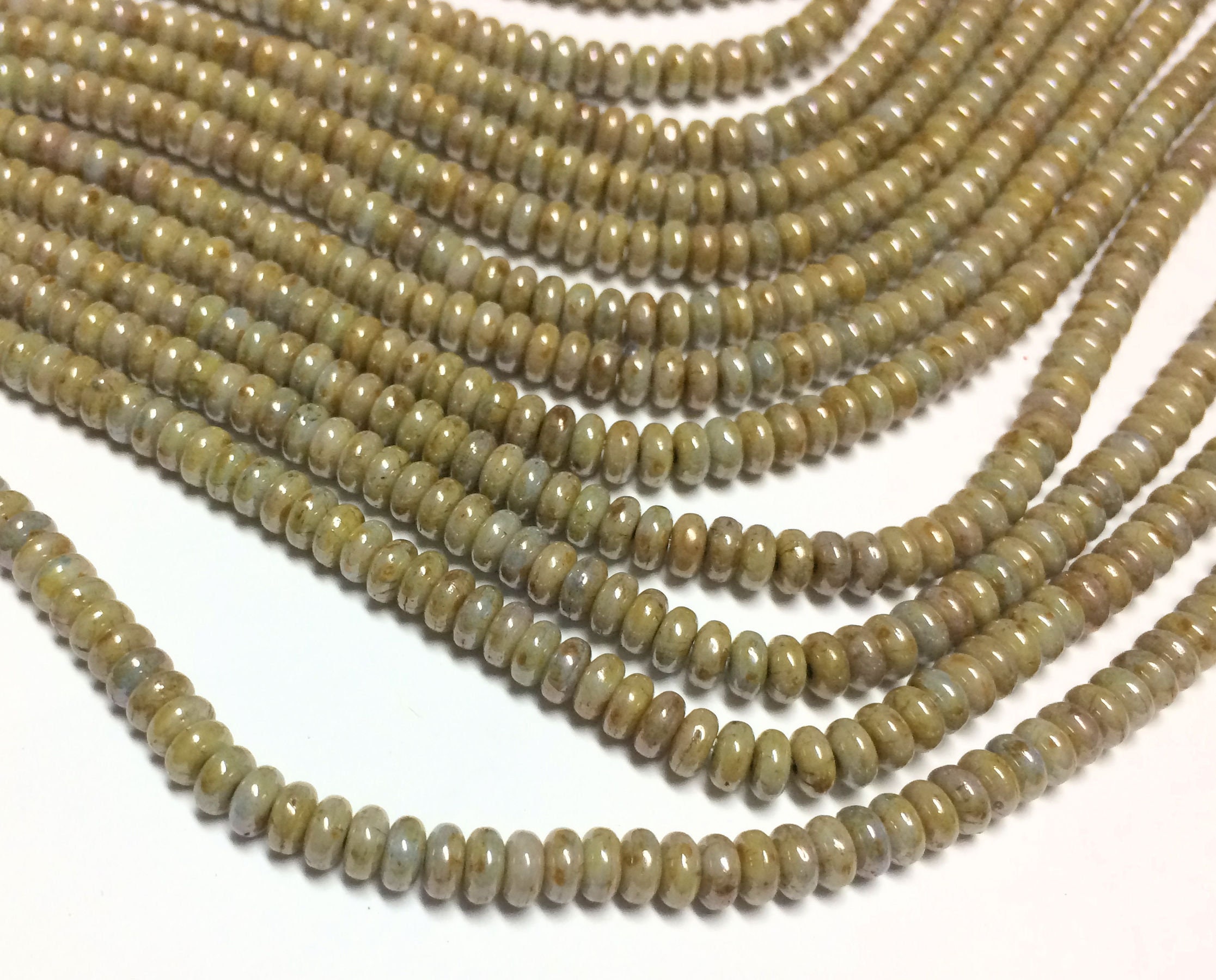 50 4mm Opaque Ivory Beige Luster Smooth Rondelles Czech Glass Beads 50 4mm Opaque Ivory Beige Luster Smooth Rondelles Czech Glass Beads