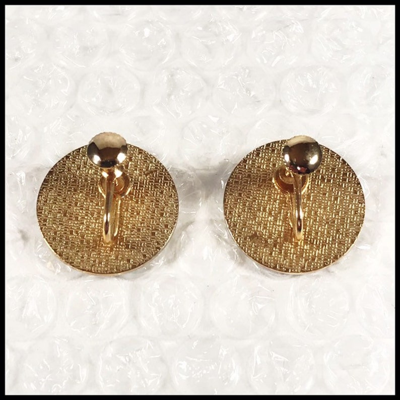 Vintage Pennsylvania Dutch Good Luck Hex Petal Rosette Goldtone Metal Screw Back Earrings Free Shipping