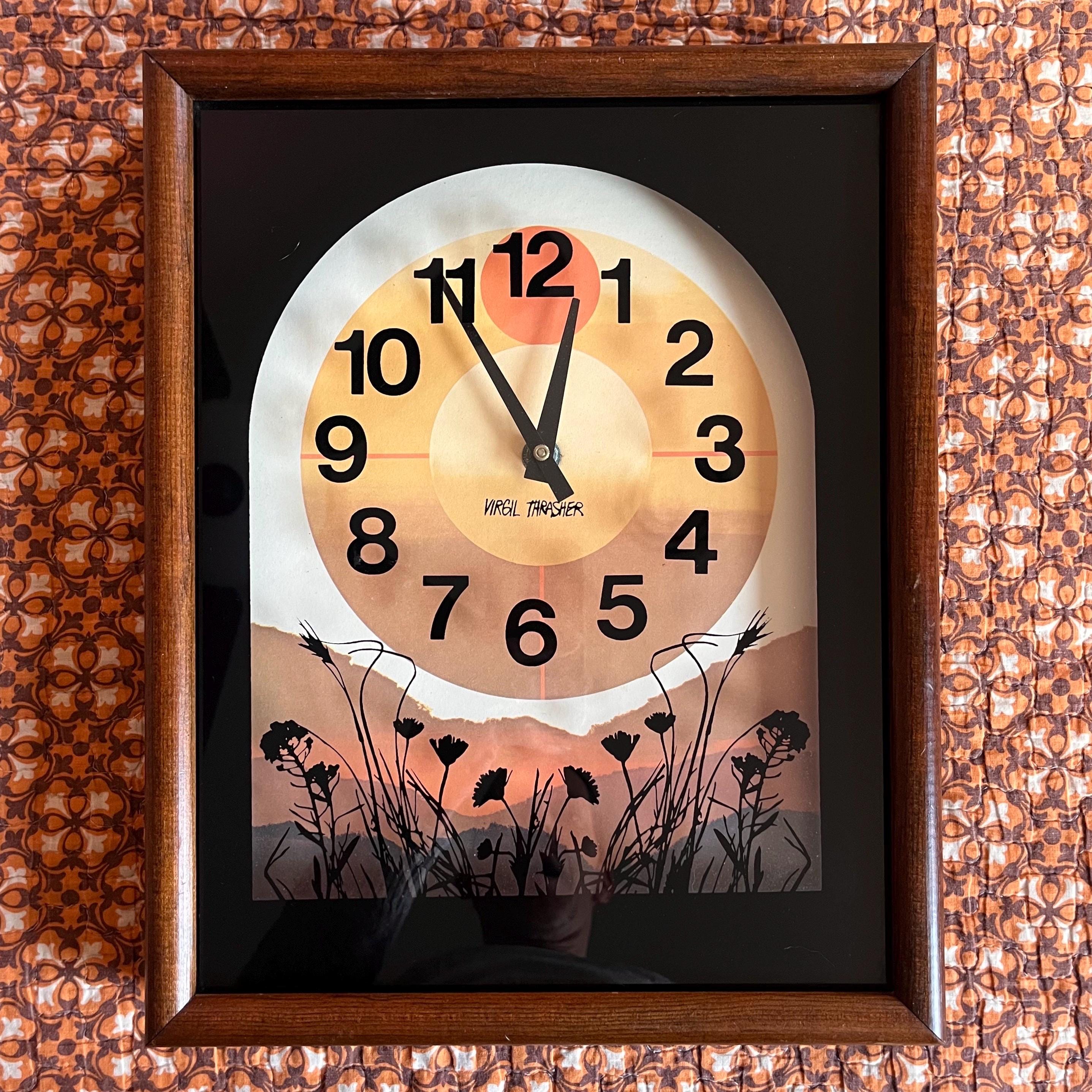 Vintage Virgil Thrasher Lucid Lines 3D Wall Clock Ombré Wildflower