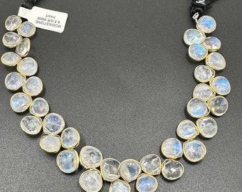Rainbow moonstone facetted heart 9mm bezel