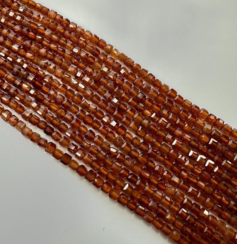 Hessonite Garnet Facetted Cube 3mm Full Strand - Etsy