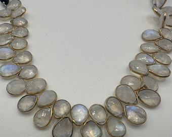 Rainbow moonstone bezel pear shape  8x10mm