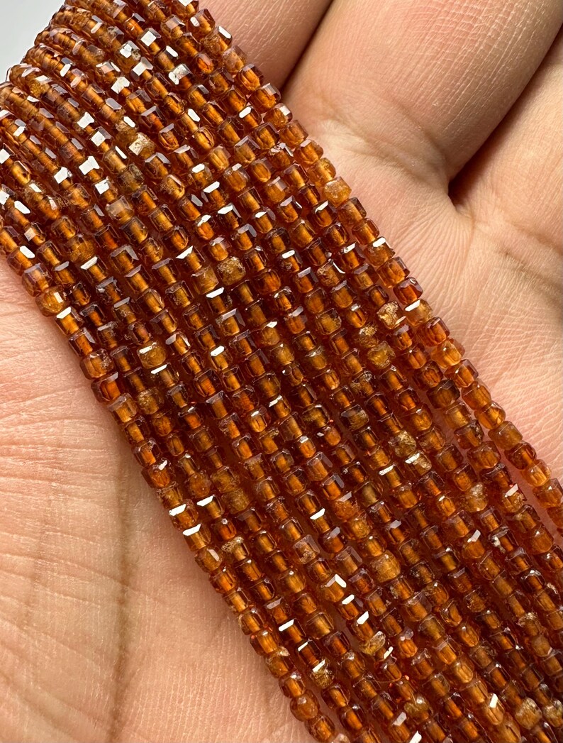 Hessonite Garnet Facetted Cube 3mm Full Strand - Etsy
