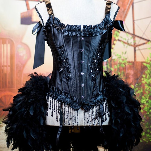 TWILIGHT Burlesque Costume Corset Black Swan Cosplay Feather - Etsy