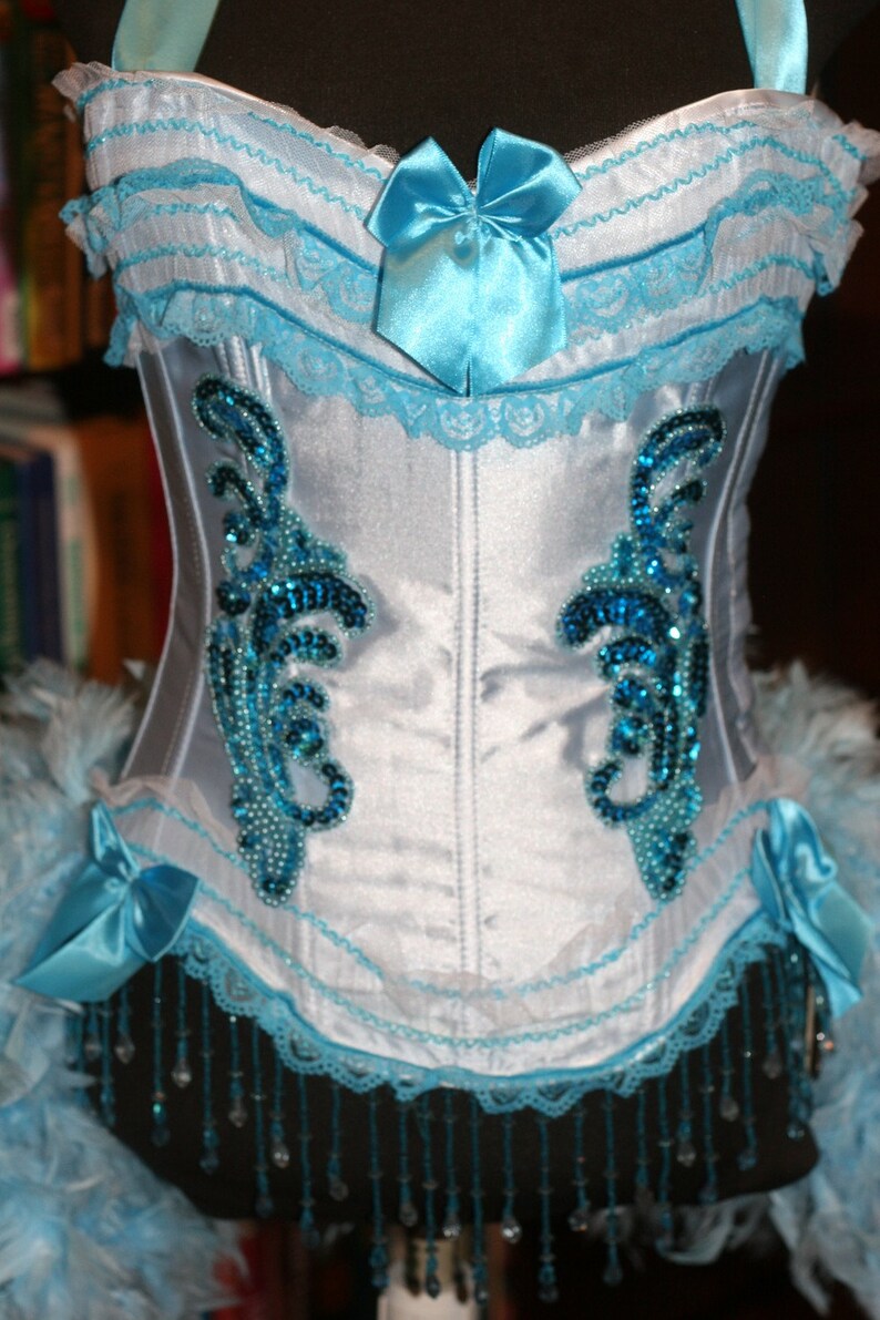 IRIS Blue Burlesque costume corset for Halloween prom dress Small, Medium, Large, XL image 2