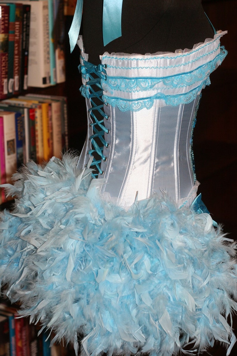 IRIS Blue Burlesque costume corset for Halloween prom dress Small, Medium, Large, XL image 3