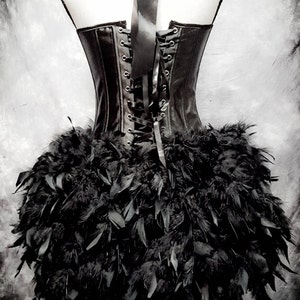 BLACK DIAMOND Steampunk Dress Feather Bustle Rhinestone Burlesque Costume Gothic Corset image 3