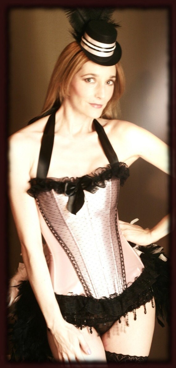 APHRODITE 2XL, 3XL Burlesque Showgirl Paris Corset Costume -Black Pink