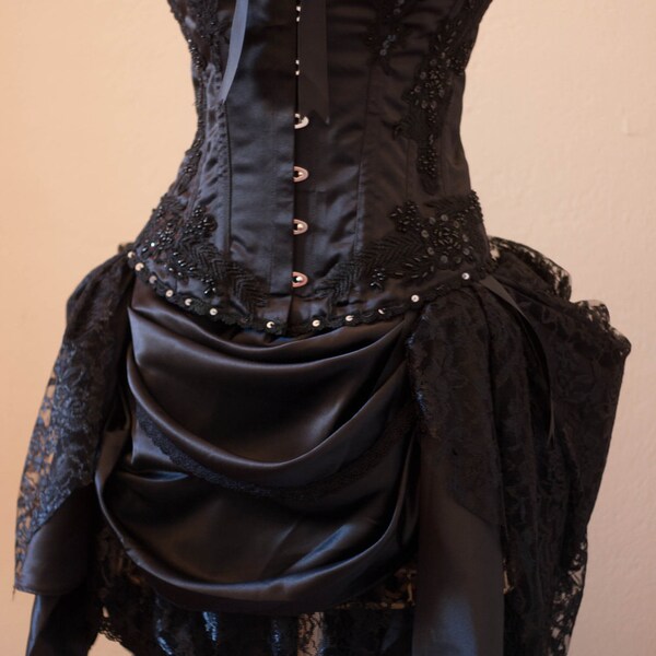 BLACK GYPSY Steampunk Clothing Burlesque Corset Costume Gothic Wedding Dress