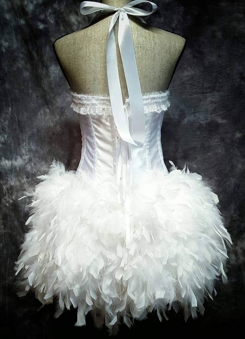 Plus Size White wedding dress corset feather costume Victorian Etsy