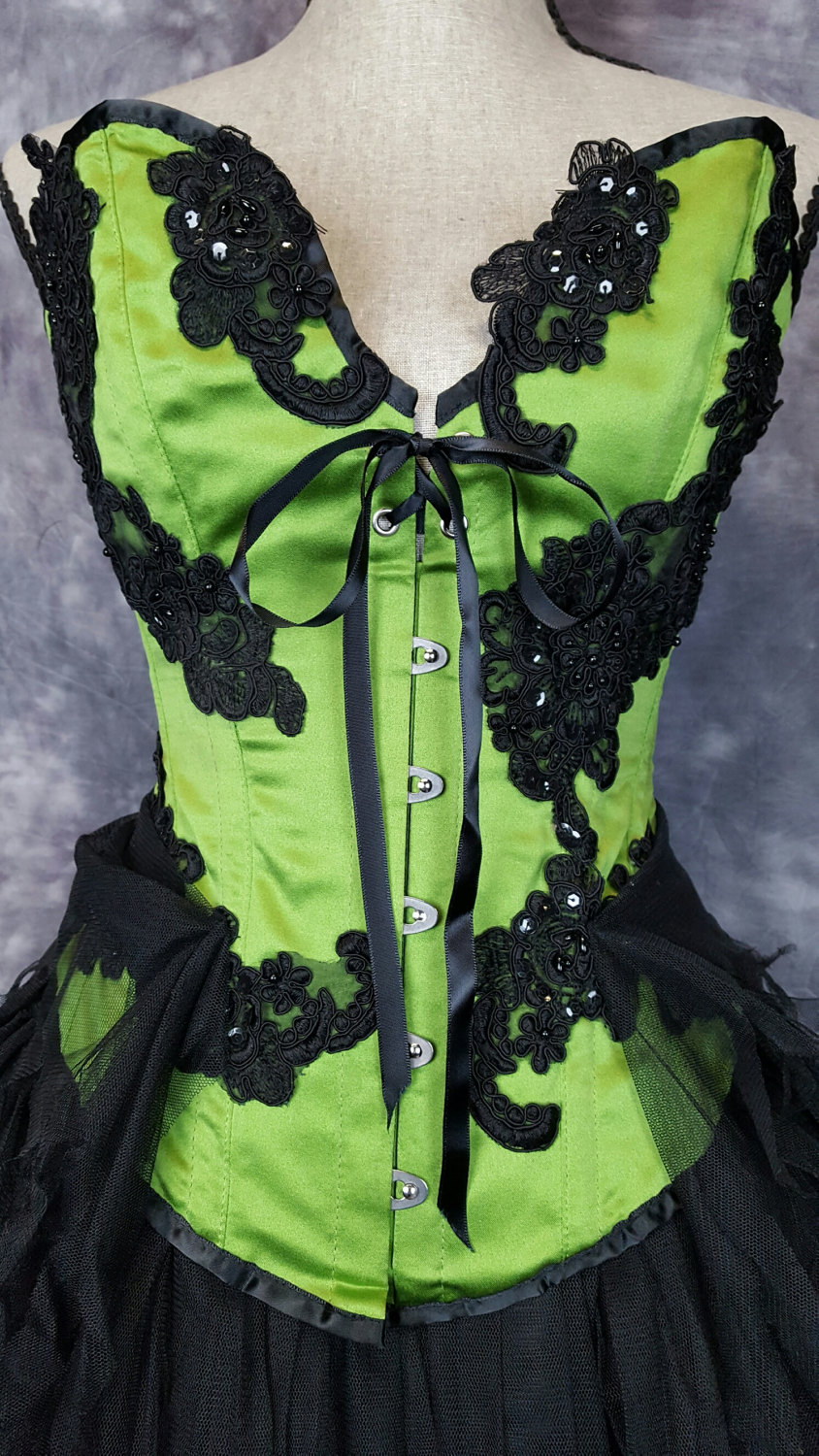 white christmas dresses Miss Circle Women Prisa Lime High Slit Satin Corset Gown