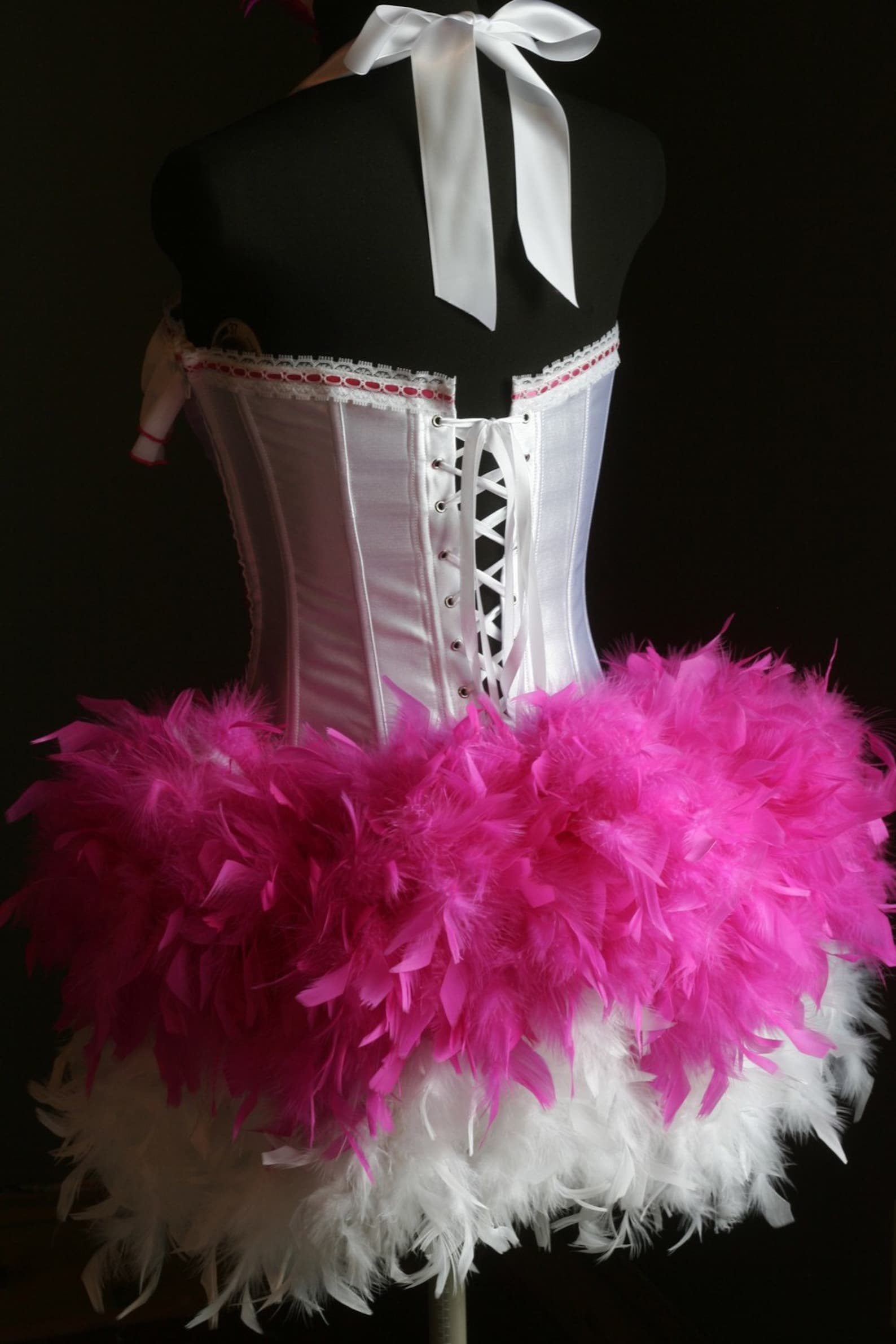 BABY DOLL CORSET Burlesque Costume Pink & White Showgirl Etsy