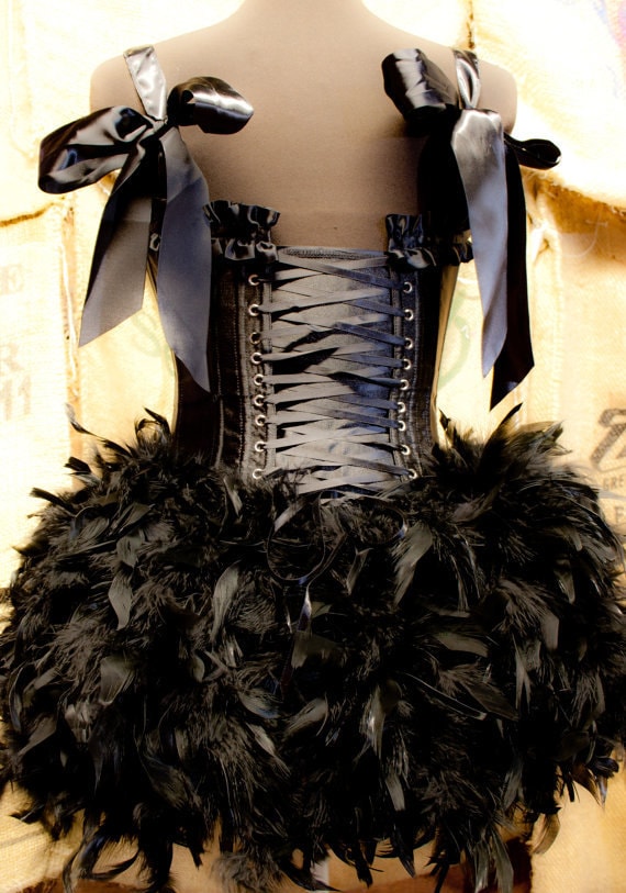 Feather corset cheap dress