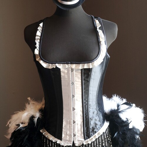 MELISSA Burlesque Feather Costume Black Purple Corset Showgirl Etsy