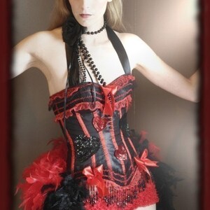 Queen Of Hearts Burlesque Outfit Corset Costume Red Black Etsy