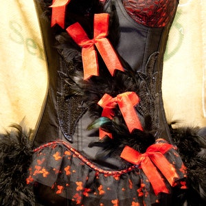 MEDIUM CARDINAL Black Raven Sexy Steampunk Burlesque Costume Corset for Day of the Dead image 3