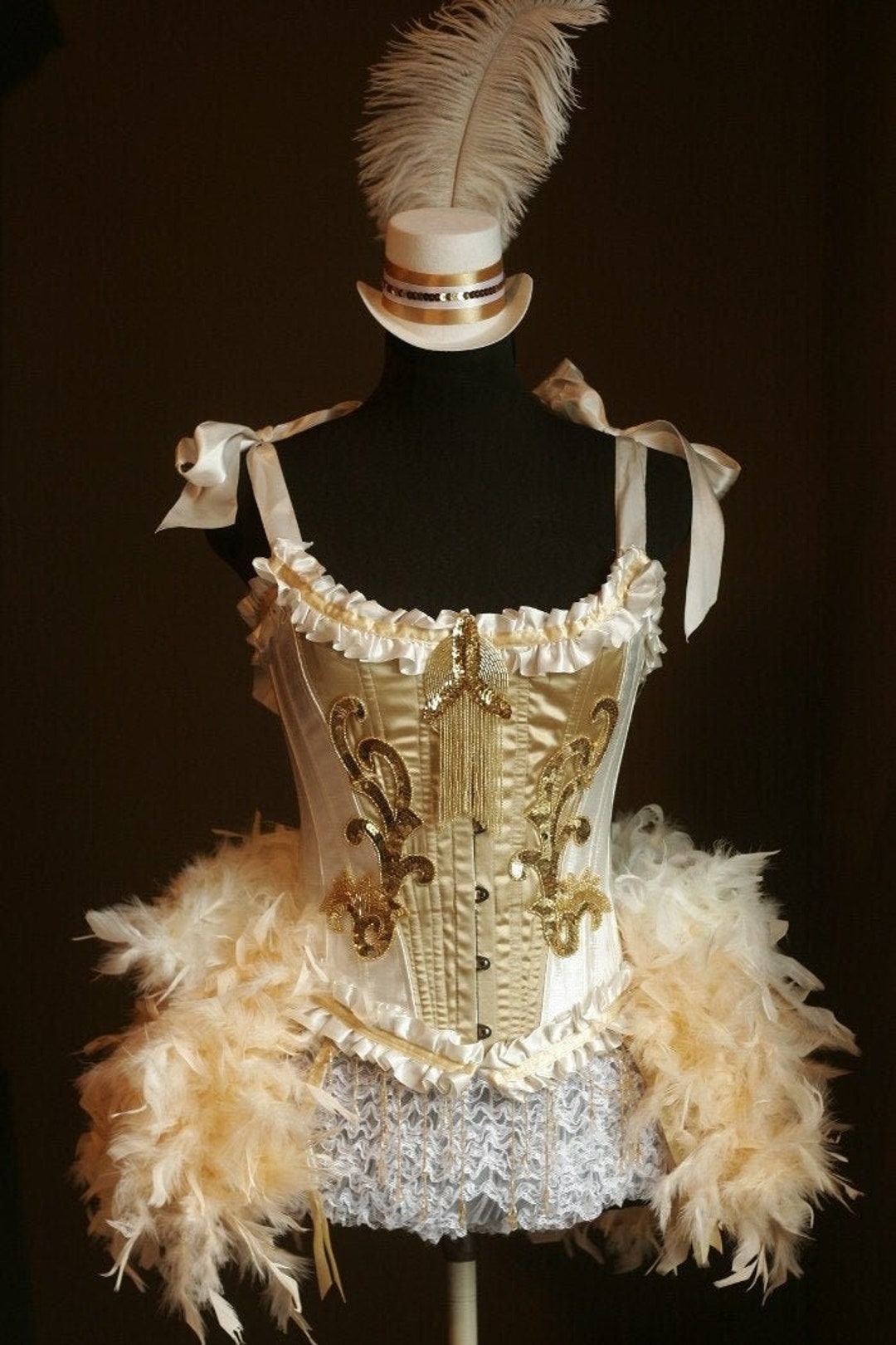 OLYMPIAN Gold Beaded Corset Burlesque Outfit Costume Las Vegas