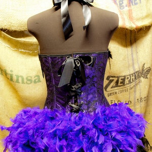 PURPLE MARTIN Burlesque Costume Victorian Showgirl Steampunk Corset Circus dress feather train image 5