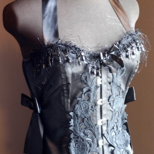 COTTONMOUTH Gothic Victorian Black Overbust Corset Saloon Girl vintage dress