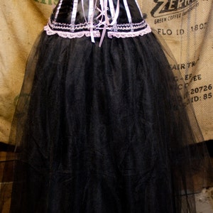 Pink & Black Burlesque costume Prom dress corset top with tulle tutu skirt image 3